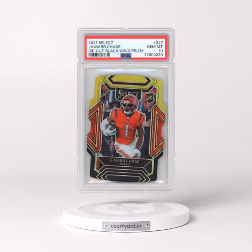 2021 Panini Select #247 JA'Marr Chase - Die-Cut Black/Gold Prizm (PSA 10 GEM MINT)