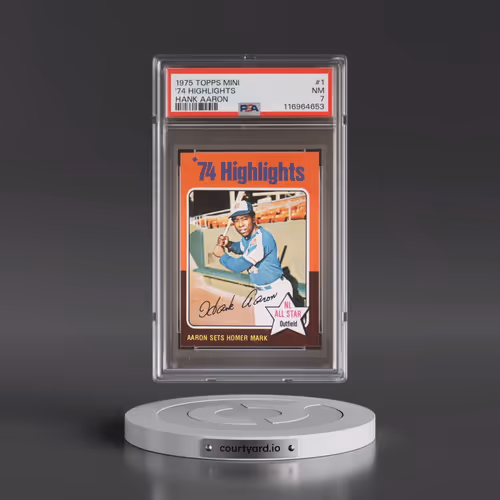 1975 Topps Mini #1 '74 Highlights - Hank Aaron (PSA 7 NM)