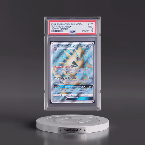 2018 Pokémon Sun & Moon Lost Thunder #203 Tyranitar GX - Holo Full Art (PSA 9 MINT)