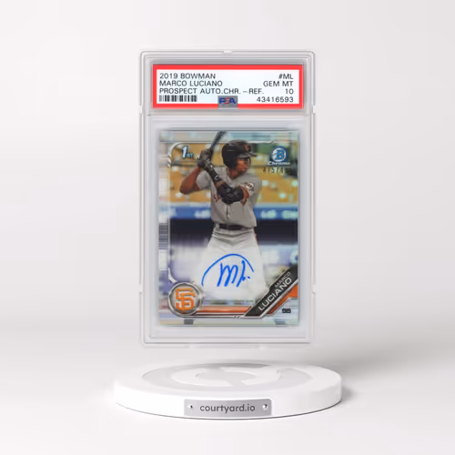 2019 Bowman Prospect Autographs Chrome #ML Marco Luciano - Refractor (PSA 10 GEM MINT)