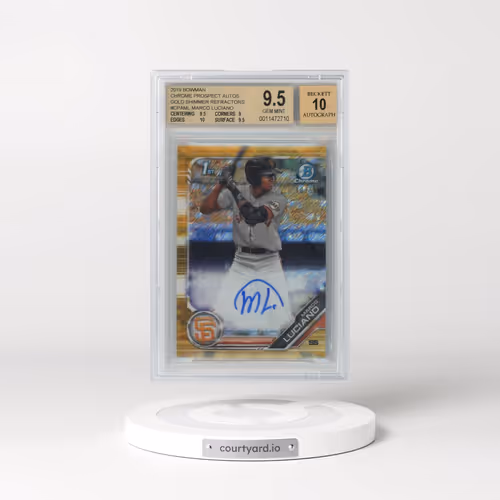 2019 Bowman Chrome Prospect Autographs Gold Shimmer Refractors #CPAML Marco Luciano (BGS 9.5 GEM MIN