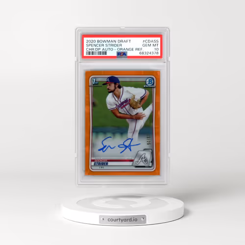 2020 Bowman Draft Chrome Draft Picks Autographs #CDASS Spencer Strider - Orange Refractor (PSA 10 GE