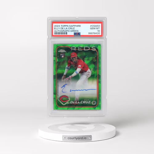 2024 Topps Chrome Sapphire Chrome Sapphire Autographs #CSAED Elly de La Cruz - Green (PSA 10 GEM MINT)