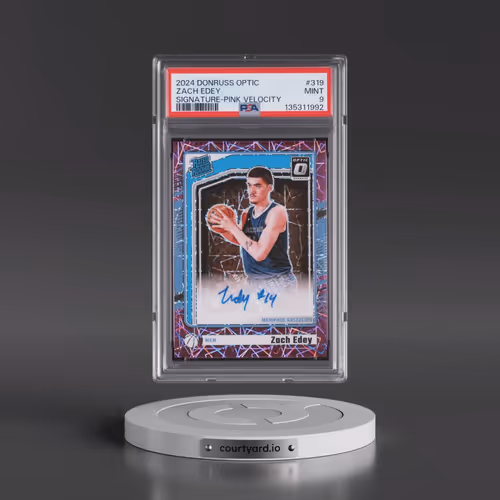 2024 Panini Donruss Optic #319 Zach Edey - Signature-Pink Velocity (PSA 9 MINT)