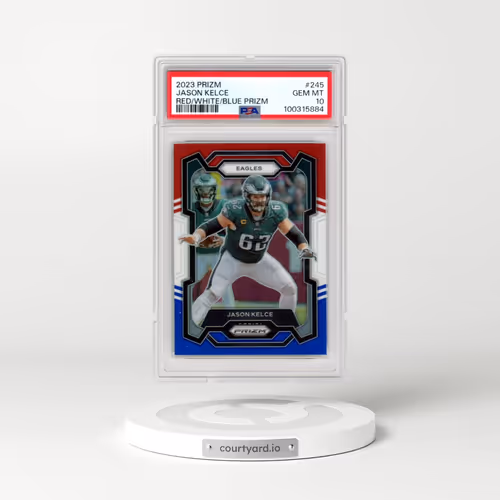 2023 Panini Prizm #245 Jason Kelce - Red/White/Blue Prizm (PSA 10 GEM MINT)