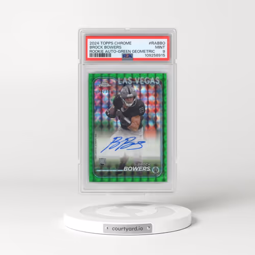 2024 Topps Chrome Rookie Autographs Variations #RABBO Brock Bowers - Green Geometric (PSA 9 MINT)
