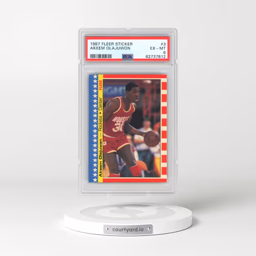 1987 Fleer Sticker #3 Akeem Olajuwon (PSA 6 EX-MT)