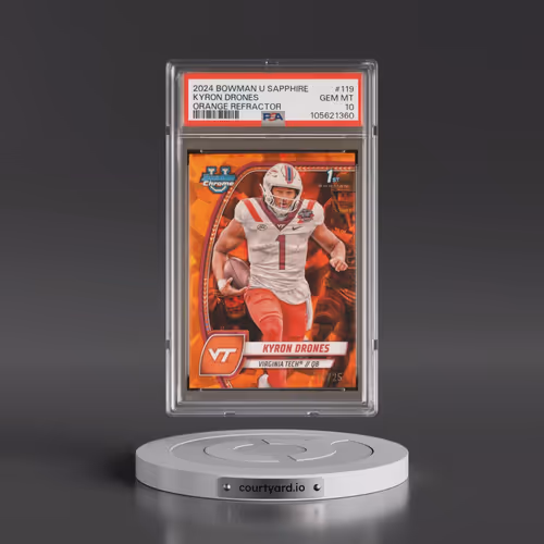 2024 Bowman University Chrome Sapphire #119 Kyron Drones - Orange Refractor (PSA 10 GEM MINT)