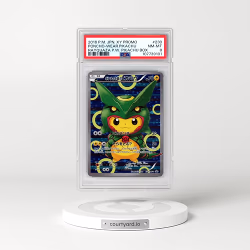 2016 Pokémon XY Promo #230 Poncho-Wearing Pikachu - Rayquaza Poncho-Wearing Pikachu Box (PSA 8 NM-MT)