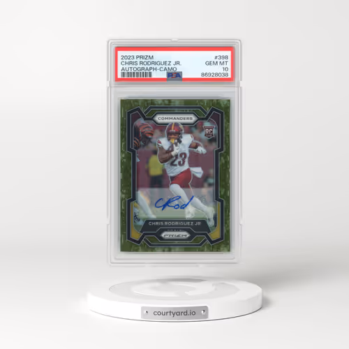2023 Panini Prizm #398 Chris Rodriguez Jr. - Autograph-Camo (PSA 10 GEM MINT)