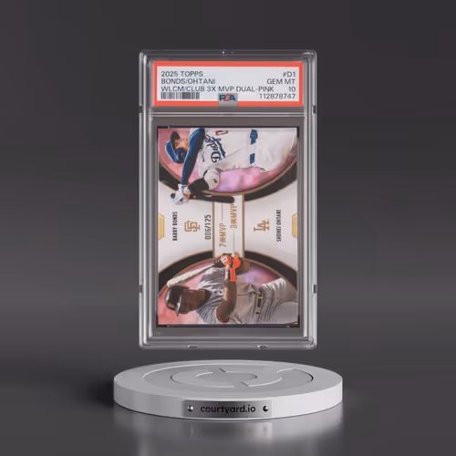 2025 Topps Welcome to the Club 3X MVP 3X MVP Dual #D1 Barry Bonds/Shohei Ohtani - Pink Foil (PSA 10
