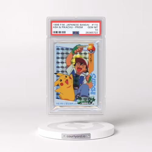 1998 Pokémon Bandai Carddass Vending #110 Ash & Pikachu-Prism (PSA 10 GEM MINT)