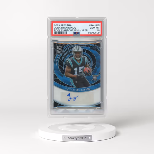 2023 Panini Spectra Rookie Autographs #RAUJMI Jonathan Mingo - Hyper (PSA 10 GEM MINT)