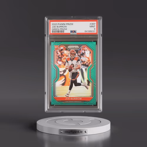2020 Panini Prizm #307 Joe Burrow - Green Prizm (PSA 9 MINT)