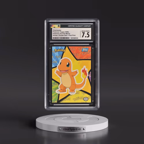 1999 Pokémon the First Movie Charmander - Sticker / Mewtwo Puzzle Card First Print (Blue Topps Logo)