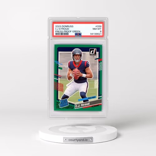 2023 Panini Donruss #339 CJ Stroud - Press Proof Green (PSA 8 NM-MT)