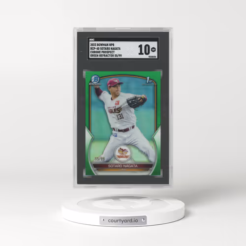 2023 Bowman Npb #BCP-40 Sotaro Nagata - Chrome Prospect Green Refractor (SGC 10 GEM MINT)