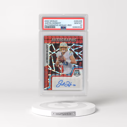 2022 Panini Mosaic Autographs Mosaic #AMJHE Justin Herbert - Red (PSA 10 GEM MINT)
