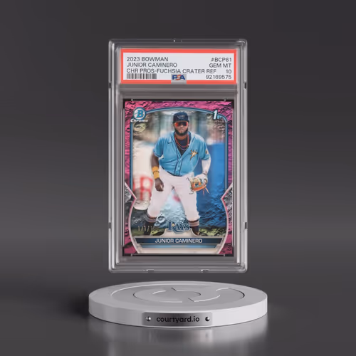 2023 Bowman Chrome Prospects #BCP61 Junior Caminero - Fuchsia Lunar Crater Refractor (PSA 10 GEM MIN