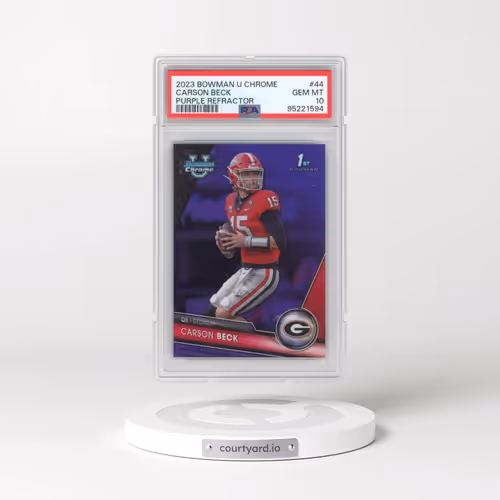 2023 Bowman University Chrome #44 Carson Beck - Purple Refractor (PSA 10 GEM MINT)