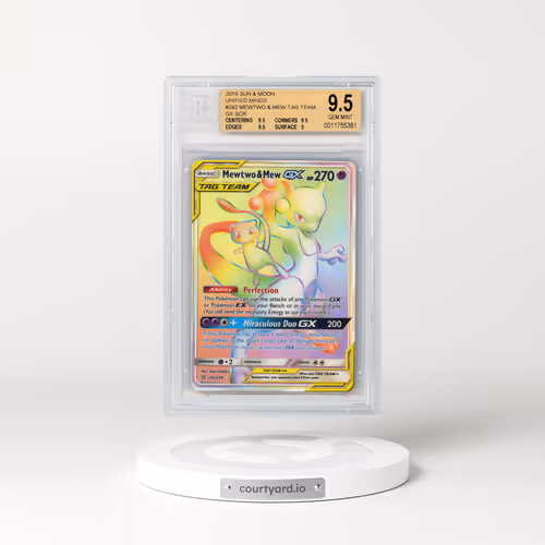 2019 Unified Minds #242 Mewtwo & Mew GX - Full Art Holo (BGS 9.5 GEM MINT)