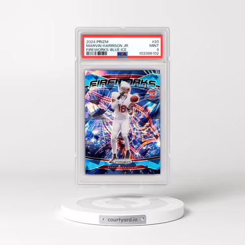 2024 Panini Prizm Fireworks #20 Marvin Harrison Jr. - Blue Ice (PSA 9 MINT)