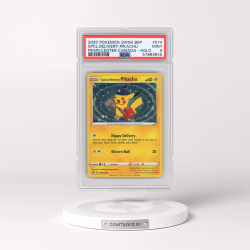 2020 Pokémon Swsh Black Star Promo #074 Special Delivery Pikachu - Holo Pokemon Center Canada (PSA 9