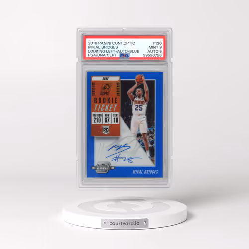 2018 Panini Contenders Optic #130 Mikal Bridges - Autograph-Blue (PSA 9 MINT)