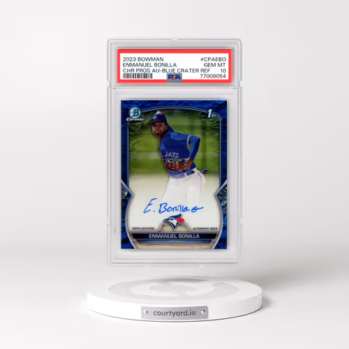 2023 Bowman Chrome Prospect Autographs #CPAEBO Enmanuel Bonilla - Blue Lunar Crater Refractor (PSA 10 GEM MINT)