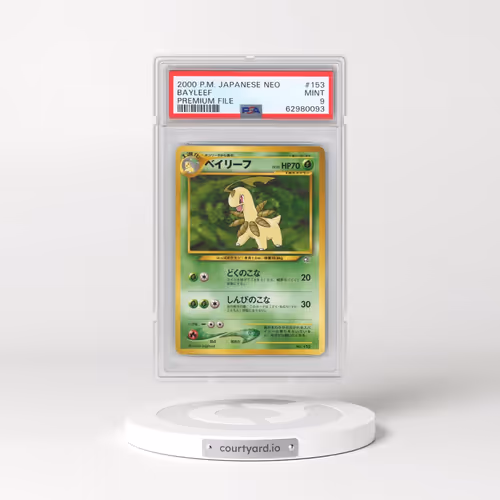 2000 Pokémon Neo #153 Bayleef - Premium File (PSA 9 MINT)