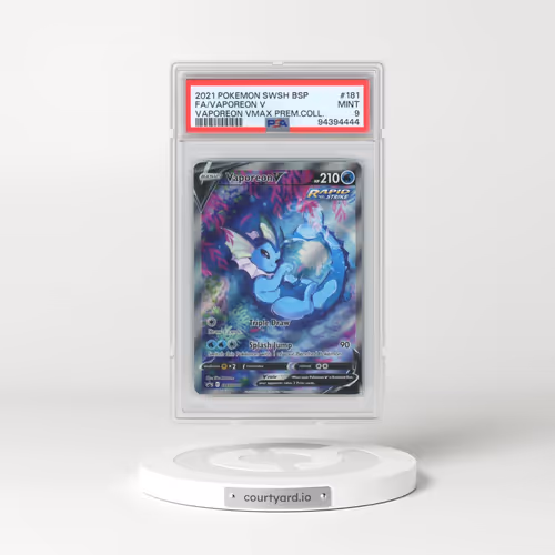 2021 Pokémon Swsh Black Star Promo #181 Vaporeon V - Holo Full Art Vaporeon Vmax Premium Collection (PSA 9 MINT)