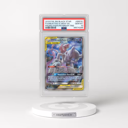 2019 Pokémon SM Black Star Promo #SM191 Mewtwo & Mew GX - Holo Full Art Power Partnership Tins (PSA 10 GEM MINT)