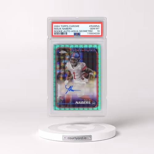 2024 Topps Chrome Rookie Autographs Variations #RAMNA Malik Nabers - Aqua Geometric (PSA 10 GEM MINT