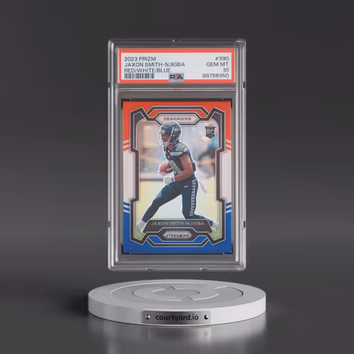 2023 Panini Prizm #390 Jaxon Smith-Njigba - Red/White/Blue Prizm (PSA 10 GEM MINT)