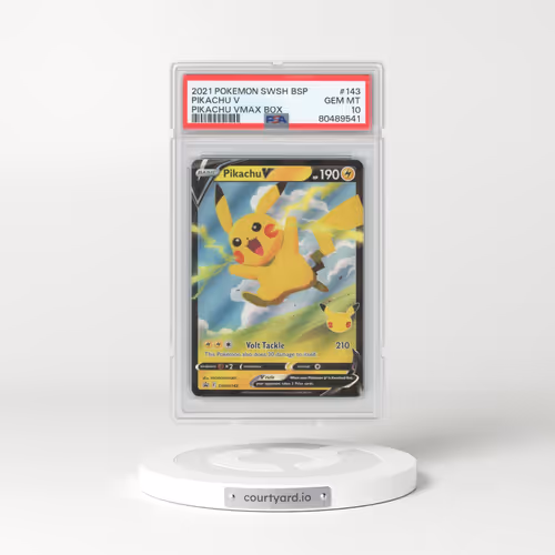 2021 Pokémon Swsh Black Star Promo #143 Pikachu V - Holo Pikachu Vmax Box (PSA 10 GEM MINT)