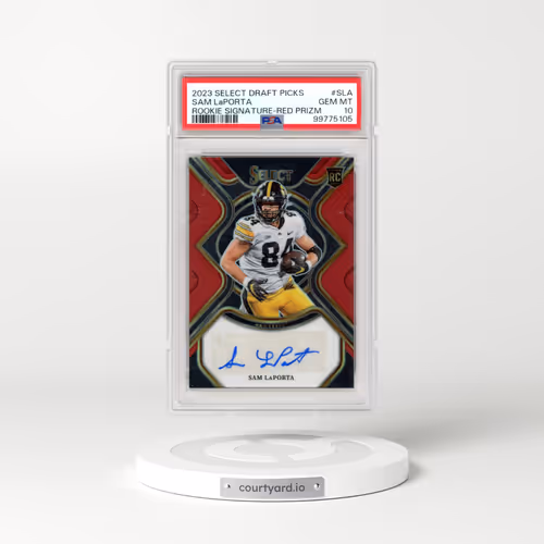 2023 Panini Select Draft Picks Rookie Signatures #SLA Sam LaPorta - Red Prizm (PSA 10 GEM MINT)