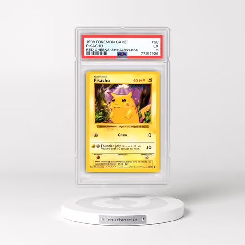1999 Pokémon Game #58 Pikachu - Shadowless Red Cheeks (PSA 5 EX)
