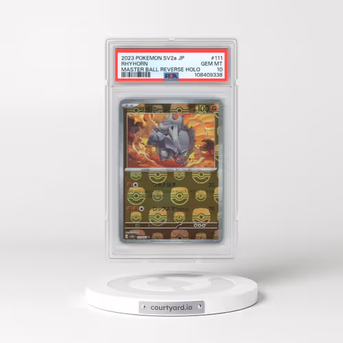 2023 Pokémon Sv2a-Pokemon 151 #111 Rhyhorn - Reverse Holo Master Ball (PSA 10 GEM MINT)