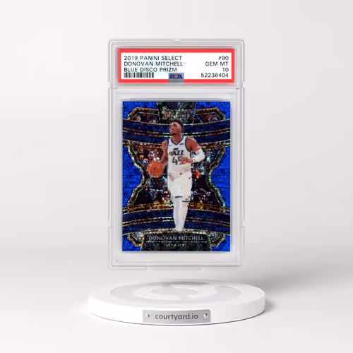 2019 Panini Select #90 Donovan Mitchell - Blue Disco Prizm (PSA 10 GEM MINT)
