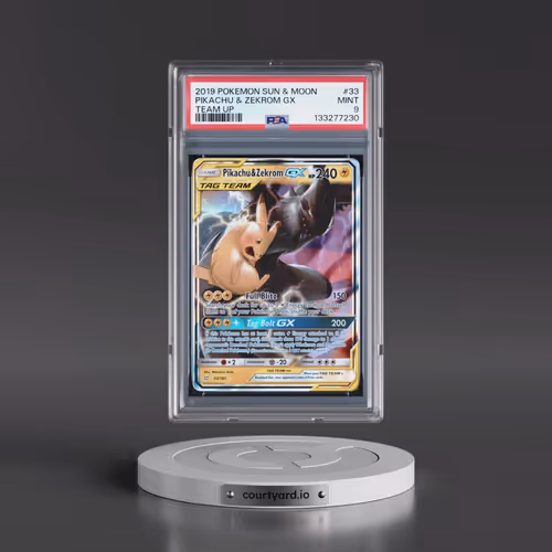 2019 Pokémon Sun & Moon Team Up #33 Pikachu & Zekrom GX - Holo (PSA 9 MINT)
