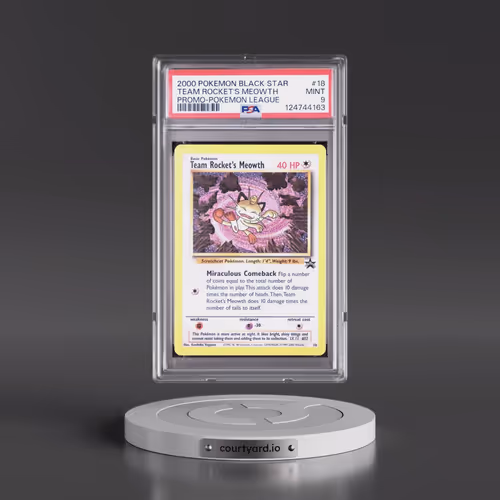2000 Pokémon Promo Black Star #18 Team Rocket's Meowth - Pokemon League (PSA 9 MINT)