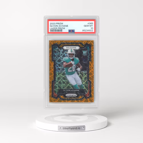 2023 Panini Prizm #365 DE'Von Achane - Lazer Prizm (PSA 10 GEM MINT)
