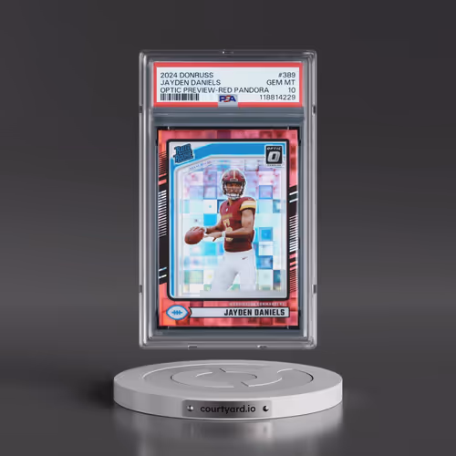 2024 Panini Donruss #389 Jayden Daniels - Optic Preview-Red Pandora (PSA 10 GEM MINT)