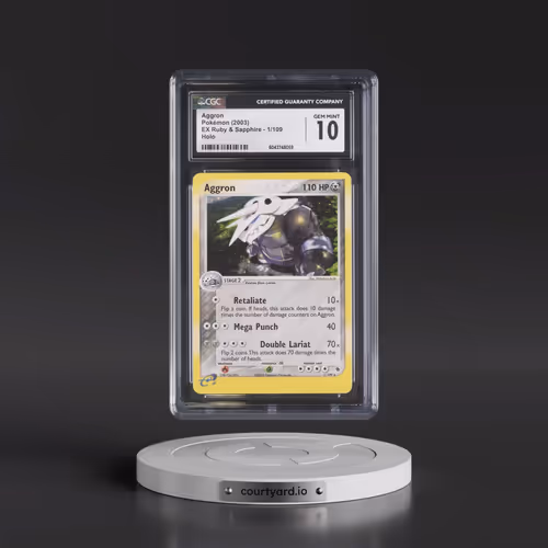 2003 EX Ruby & Sapphire (2003 Copyright, w/ "e" Symbol) #1/109 Aggron - Holo (CGC 10 GEM MINT)