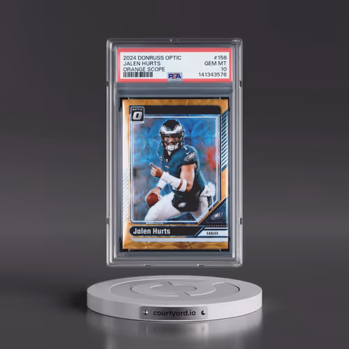 2024 Panini Donruss Optic #158 Jalen Hurts - Orange Scope (PSA 10 GEM MINT)