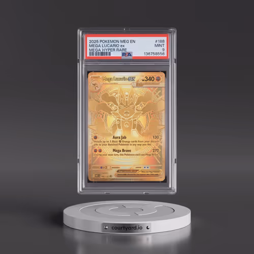 2025 Pokémon Meg EN-Mega Evolution #188 Mega Lucario EX - Holo Mega Hyper Rare (PSA 9 MINT)