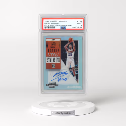 2018 Panini Contenders Optic #130 Mikal Bridges - Looking Left-Autograph (PSA 9 MINT)