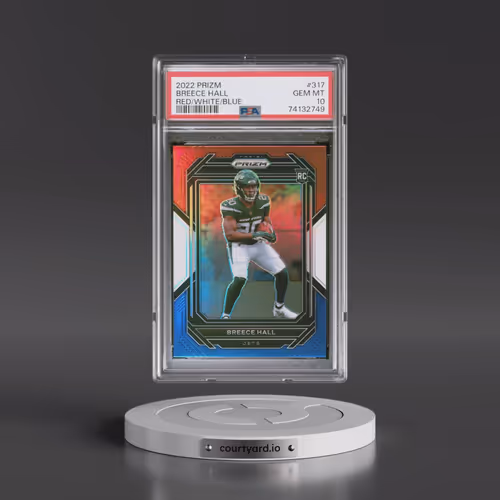 2022 Panini Prizm #317 Breece Hall - Red/White/Blue (PSA 10 GEM MINT)