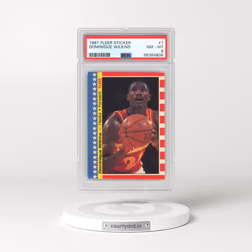 1987 Fleer Sticker #7 Dominique Wilkins (PSA 8 NM-MT)