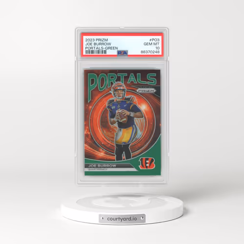 2023 Panini Prizm Portals #PO3 Joe Burrow - Green Prizm (PSA 10 GEM MINT)